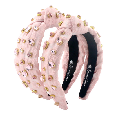 Child Size Light Pink Textured  Headband with Crystals