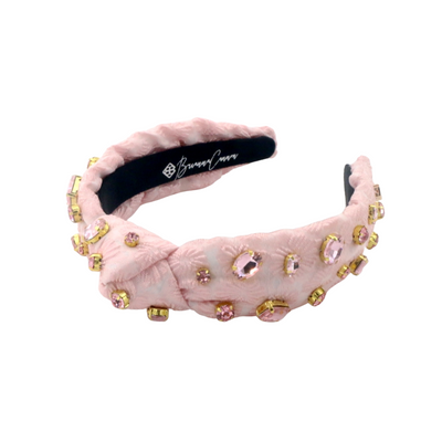 Child Size Light Pink Textured  Headband with Crystals