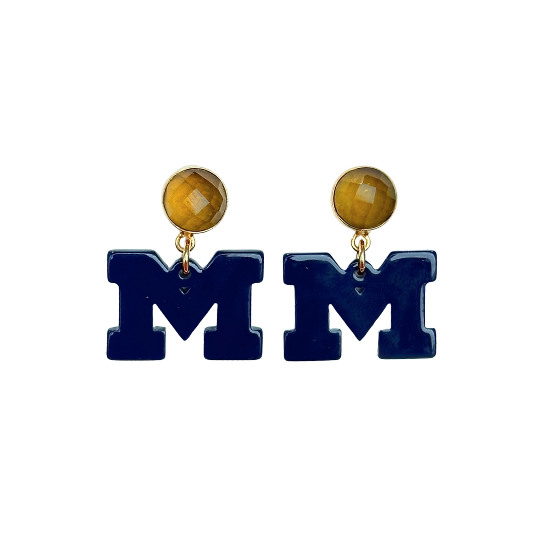 Michigan Mini Blue Logo Earrings