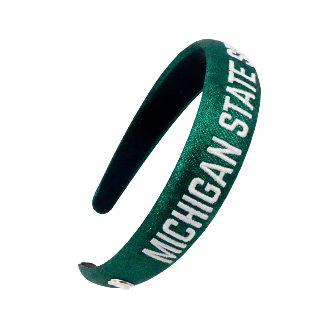 Michigan State Green Thin Embroidered Headband