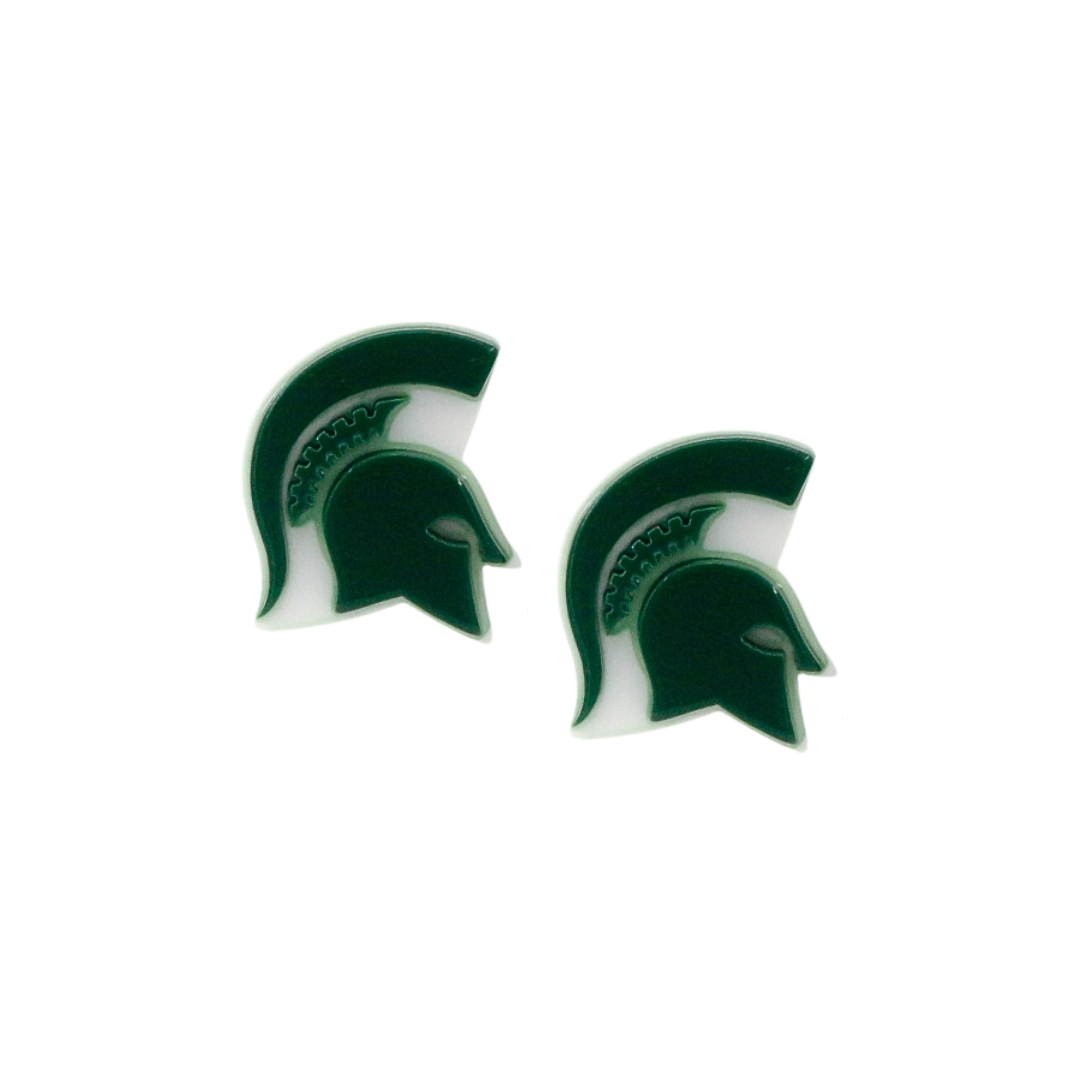 Michigan State Green Logo Stud Earrings