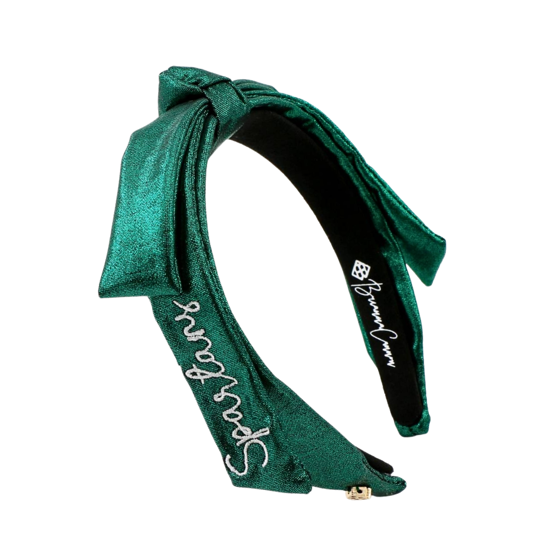 Michigan State Green Thin Embroidered Ribbon Bow Headband  PRE-ORDER (Est ship 9/30)