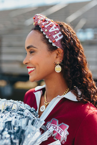 Mississippi State Logo  Pearl Medallion Earring