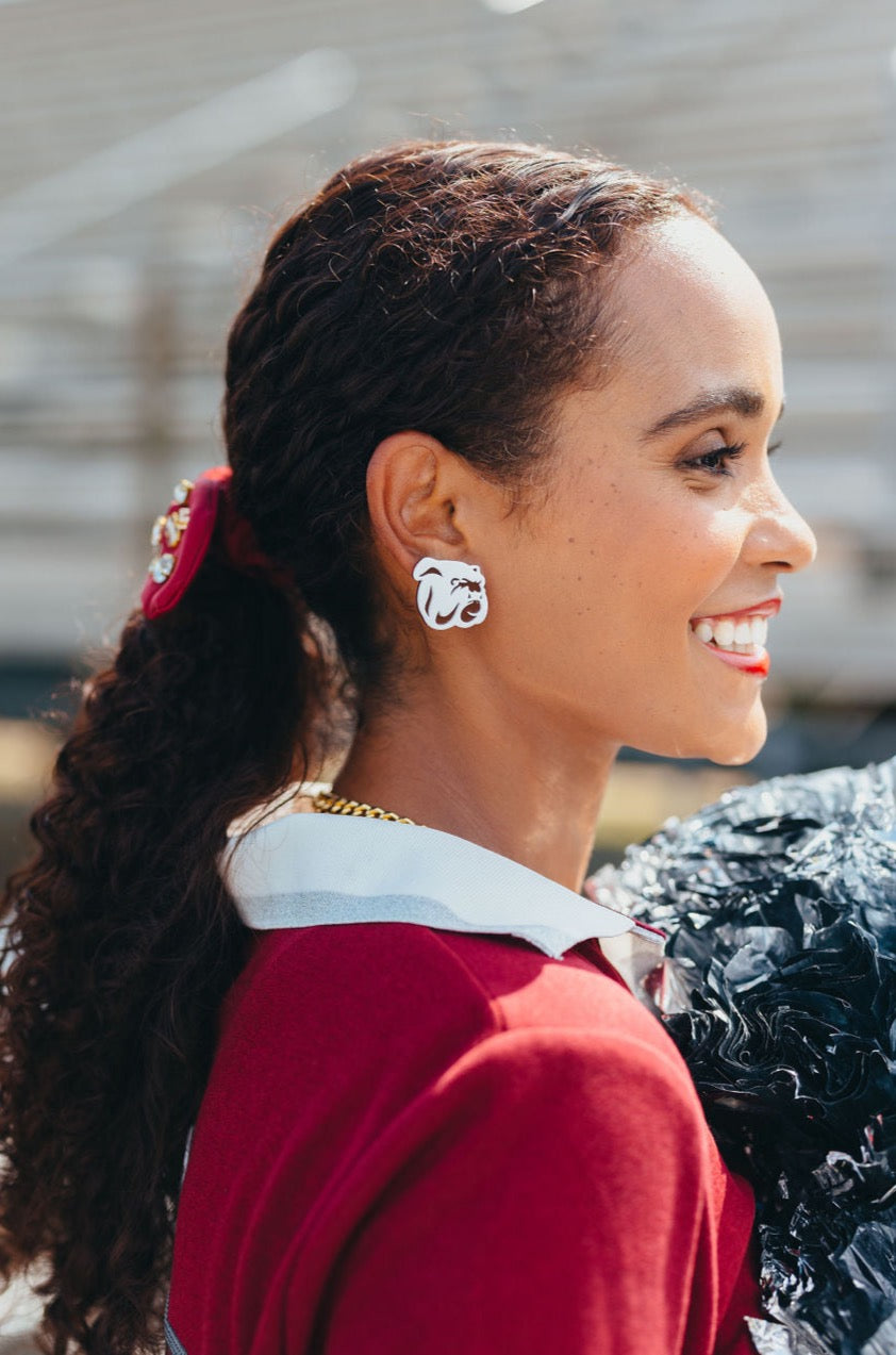 Mississippi State White Bulldog Logo Studs