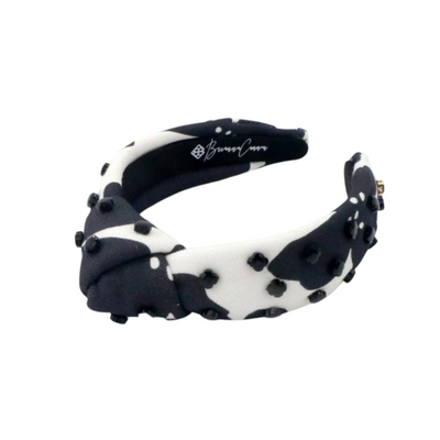 Child Size Monochrome Black Floral Headband with Black Beads