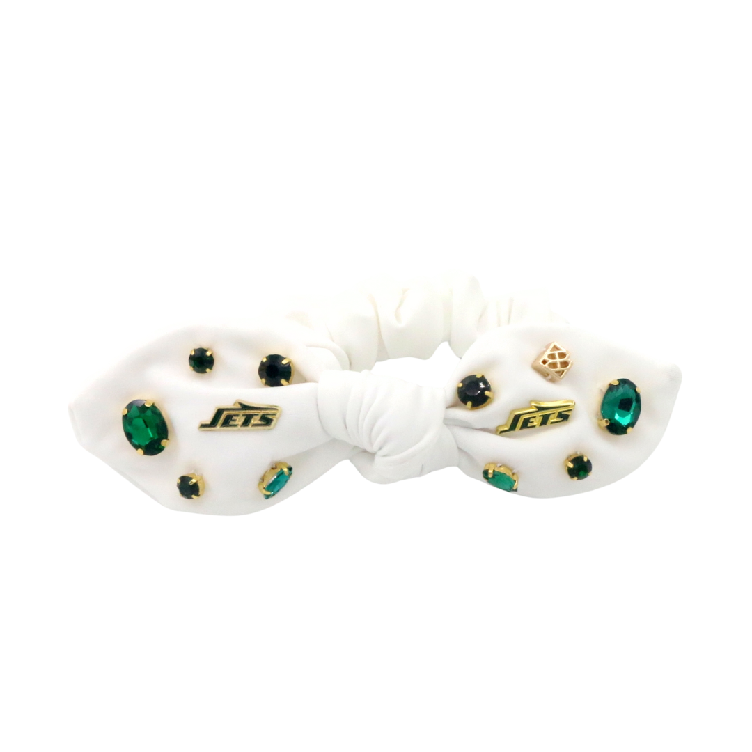 New York Jets White Logo Bow Scrunchie