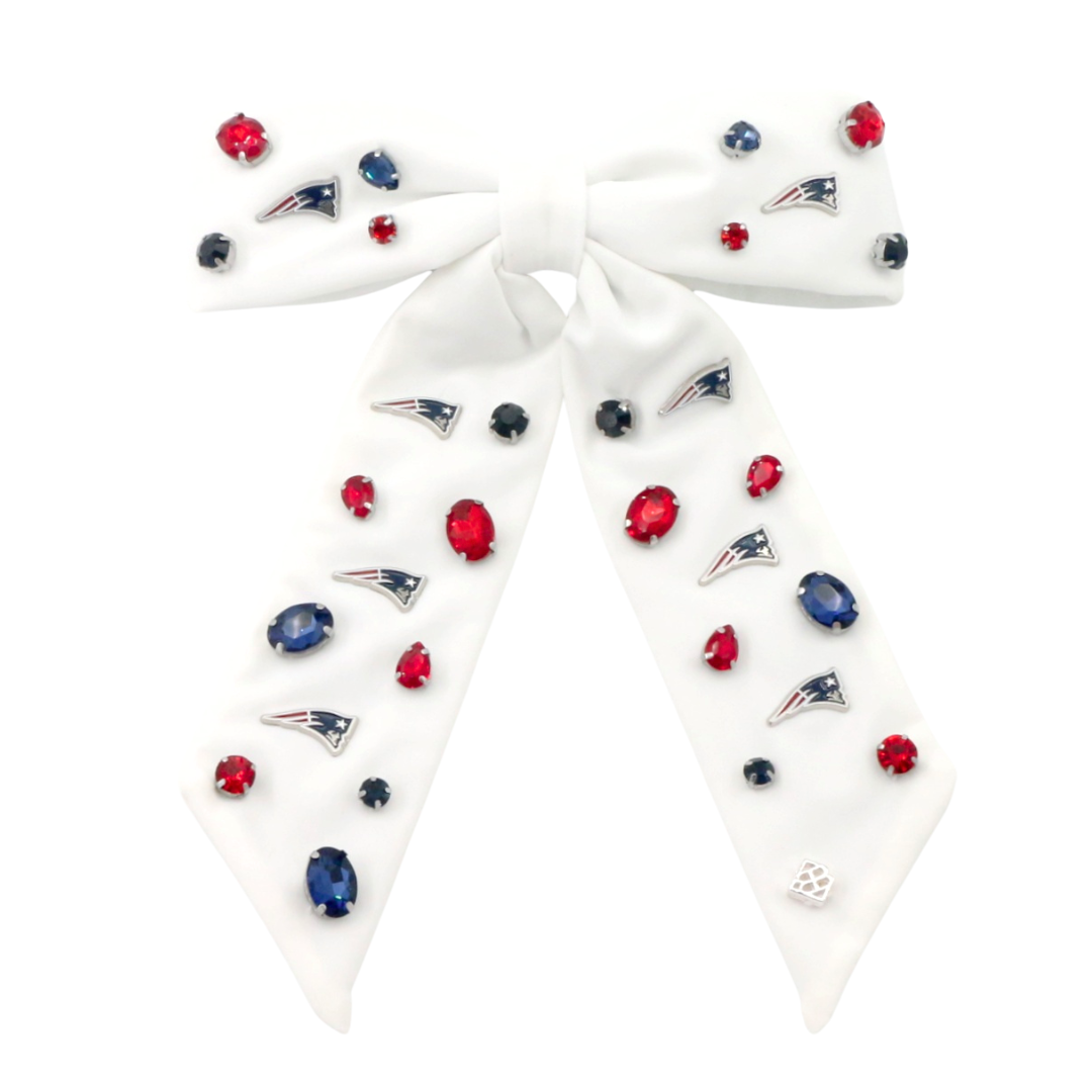 New England Patriots White Bow Barrette