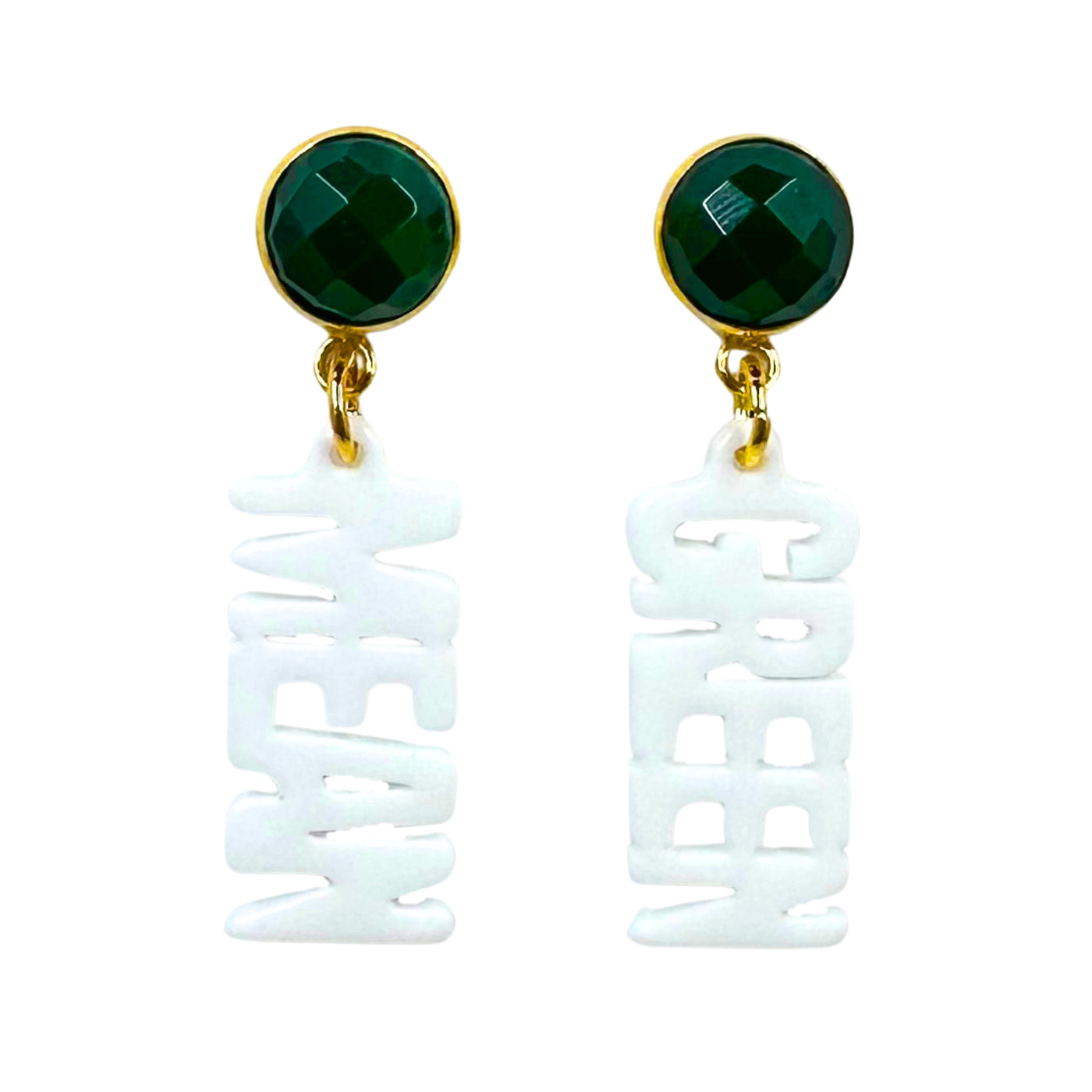 North Texas Mini WHITE MEAN GREEN Earrings