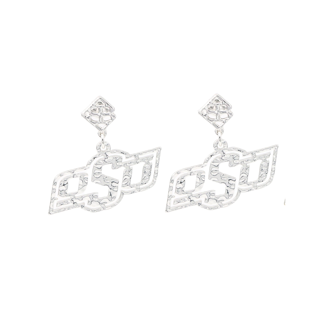 Oklahoma State Silver Logo Earring with BC Logo
