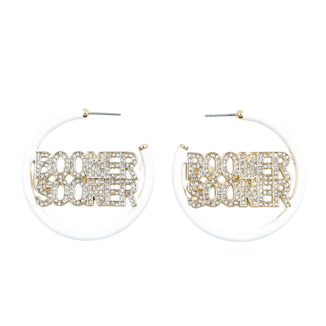 Oklahoma White Pavé Hoop Earrings