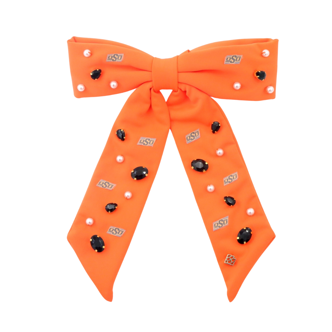 Orange OSU Bow  Barrette