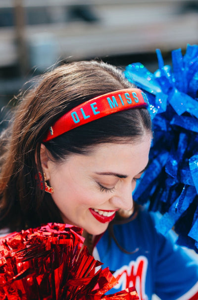 Ole Miss  Red Thin Embroidered Headband