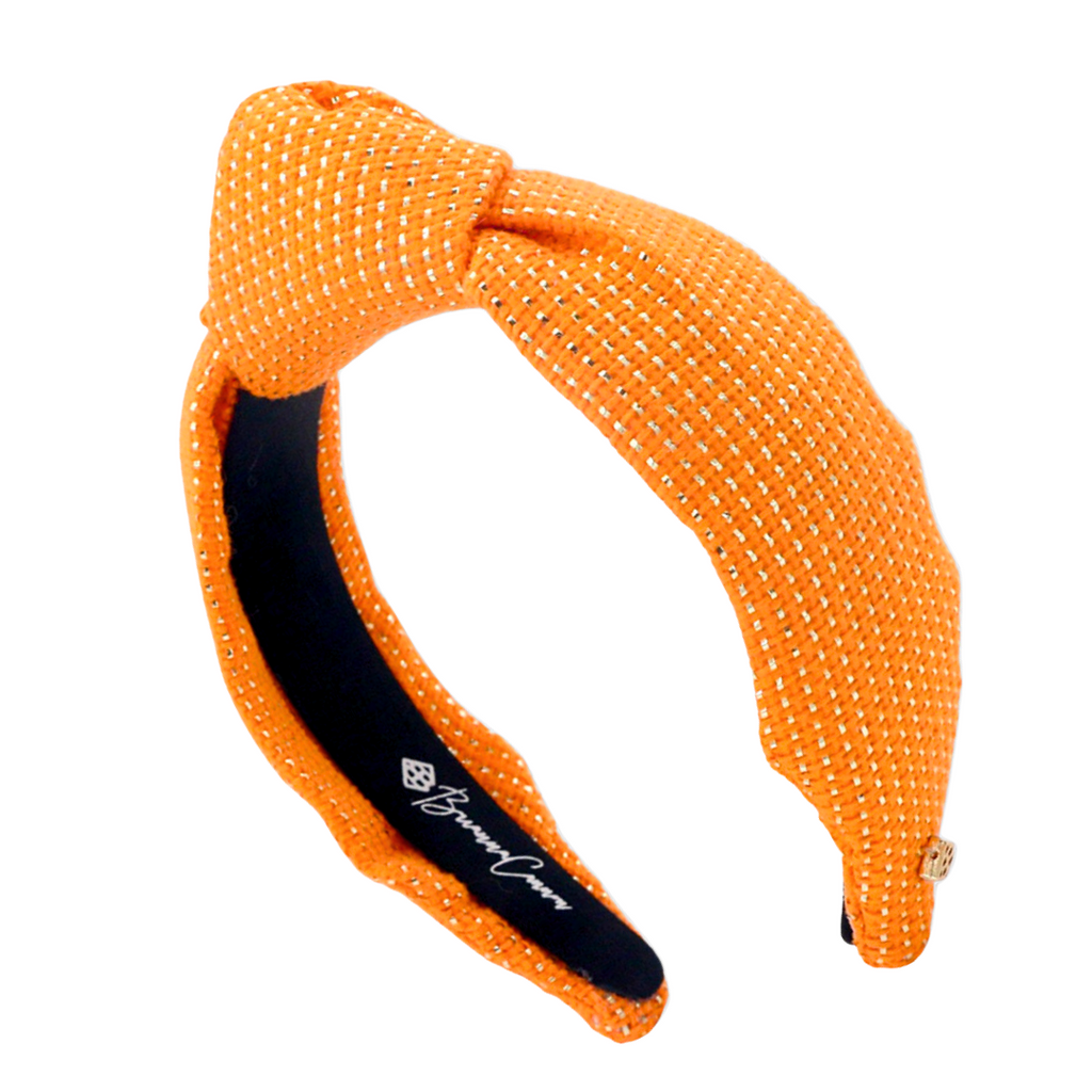 Adult Size Solid Tweed and Gold Headband in Orange – Brianna Cannon