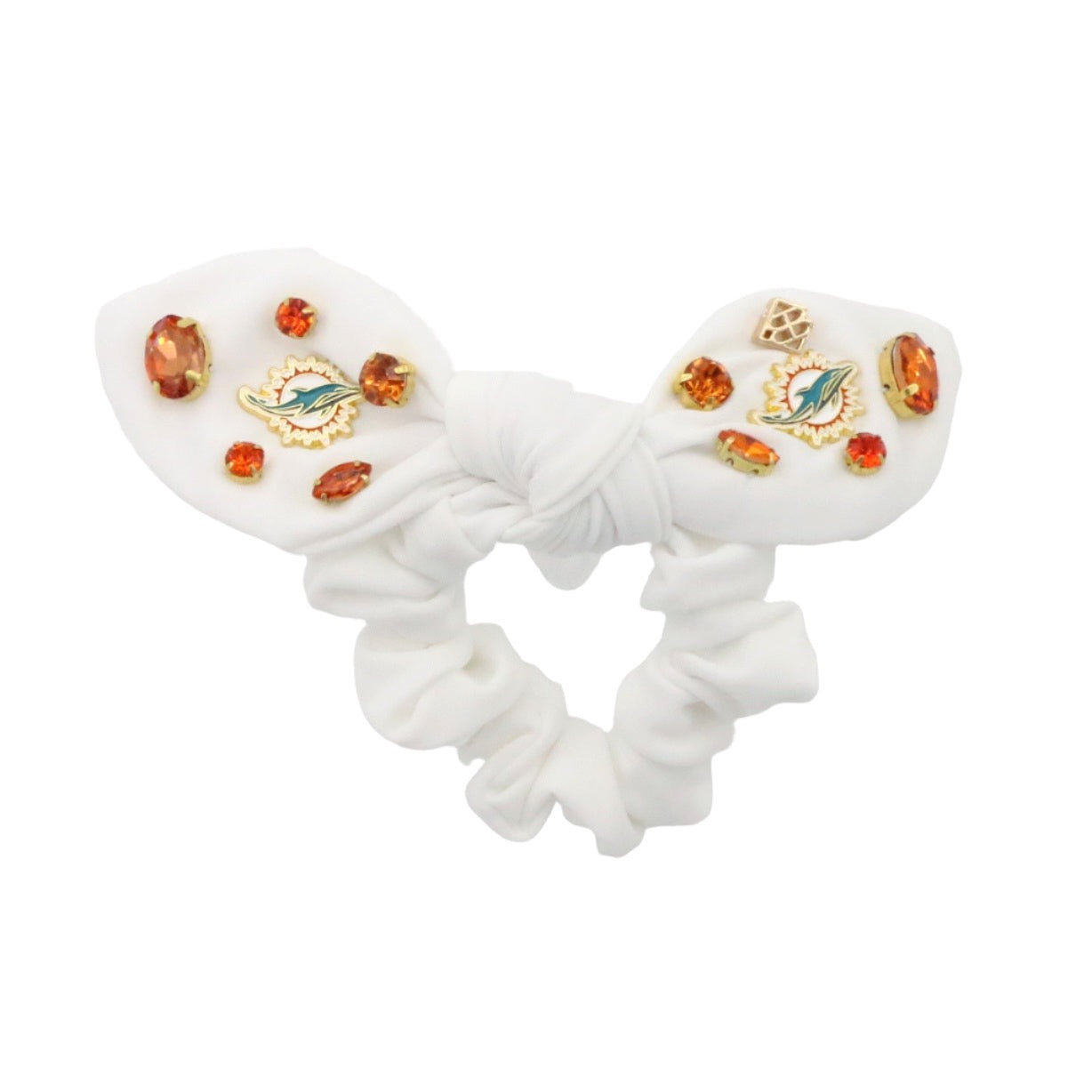 Miami Dolphins White Logo Bow Scrunchie