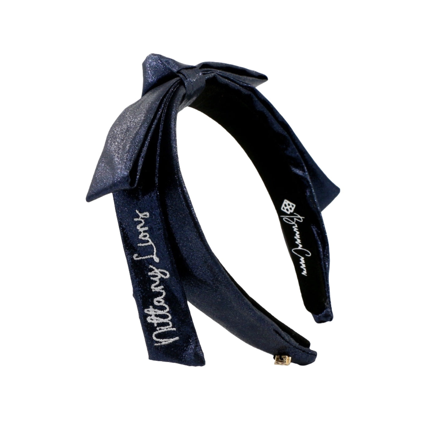 Penn State Navy Thin Embroidered Ribbon Bow Headband