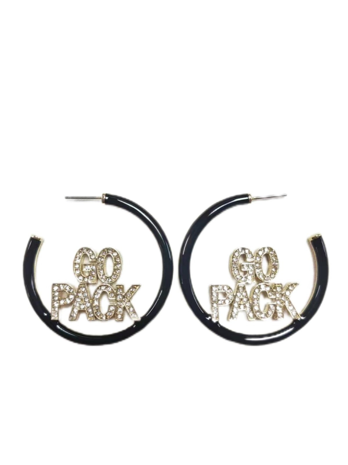 NC State GO PACK Black Pavé Hoop Earrings PRE-ORDER (Est Ship 9/30)