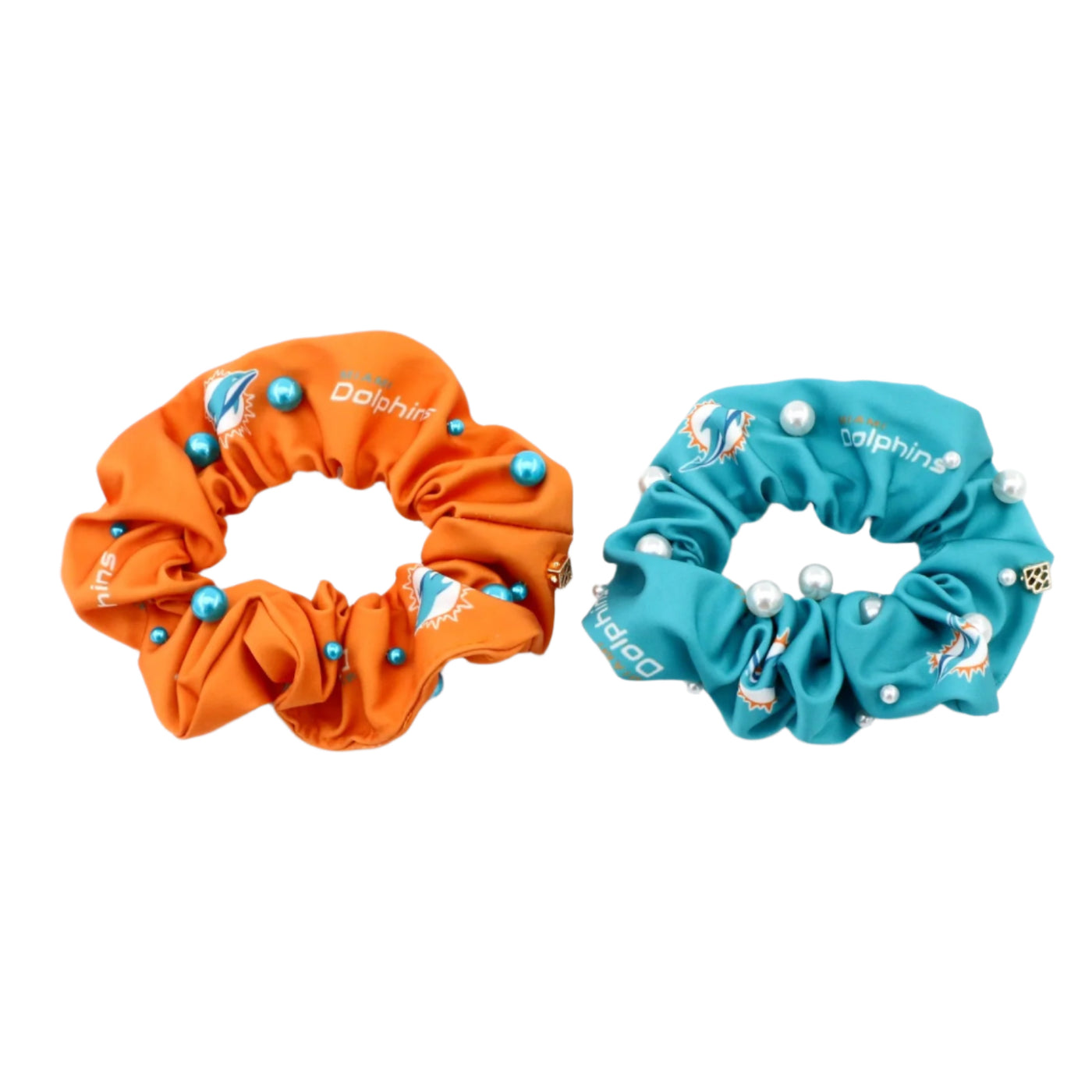 Miami Dolphins Orange and Turquoise Dual Scrunchie