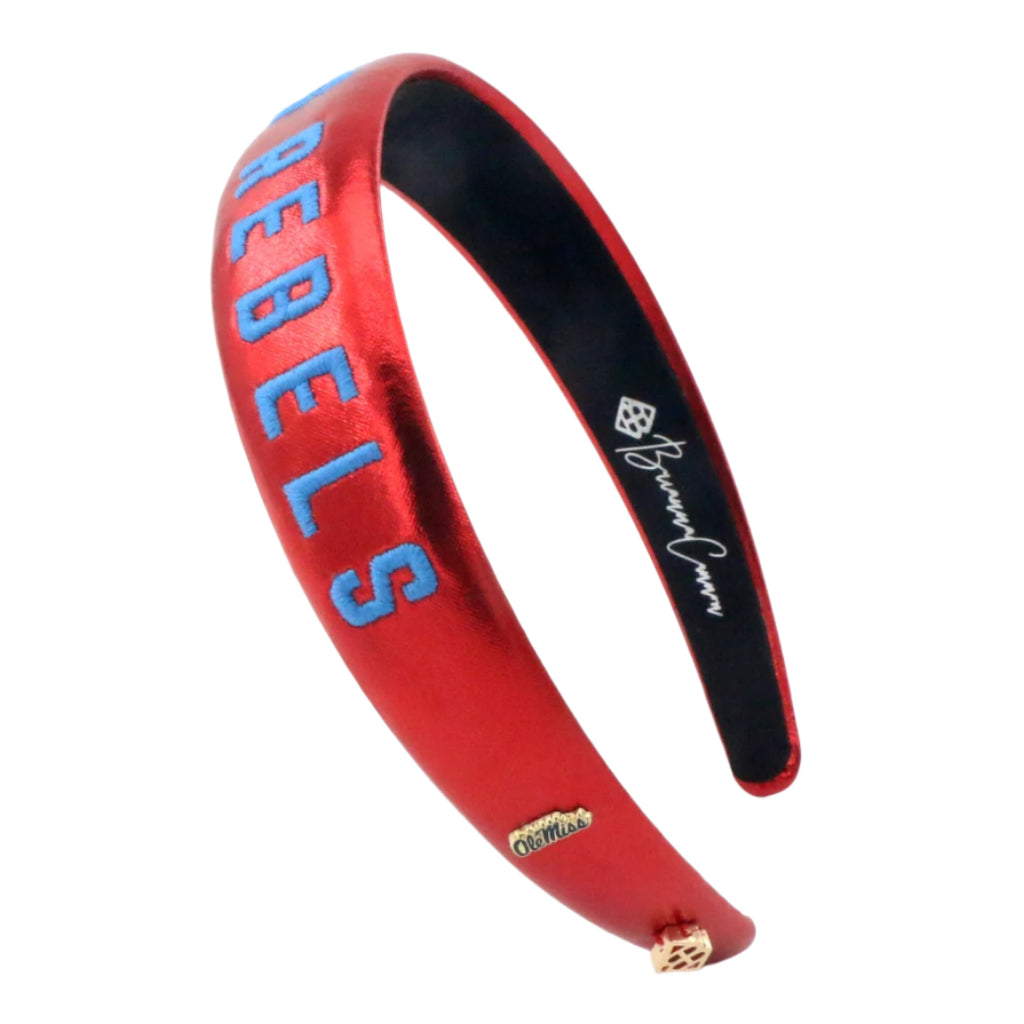 Ole Miss Red Thin Embroidered Headband – Brianna Cannon display picture 3