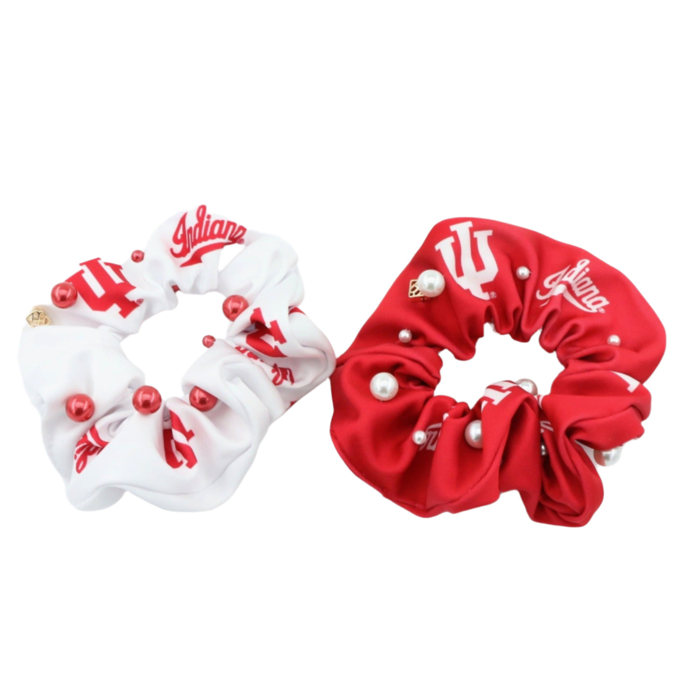 Indiana White and Crimson Dual Scrunchies