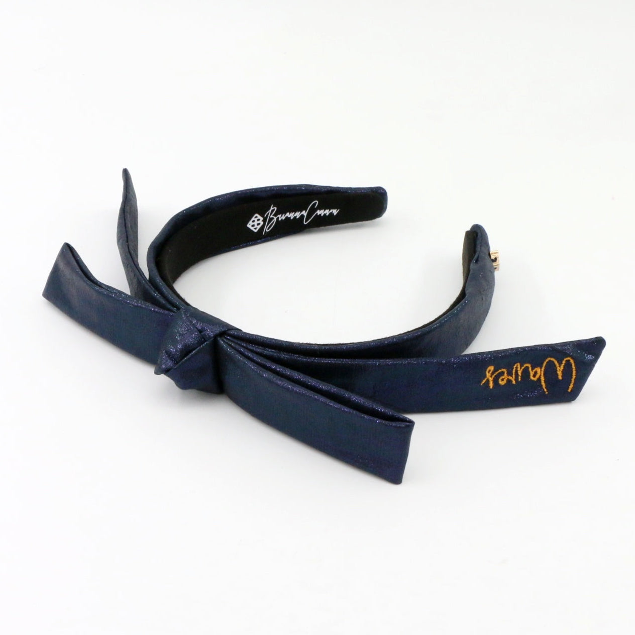 Pepperdine Navy Thin Embroidered Ribbon Bow Headband PRE-ORDER