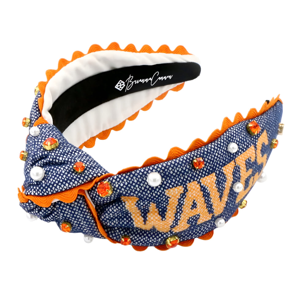 Pepperdine Adult Size WAVES Cross Stitch Headband