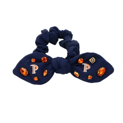 Pepperdine Navy Logo Bow Scrunchie