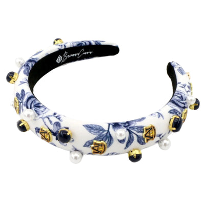 Auburn Floral Toile Logo Headband