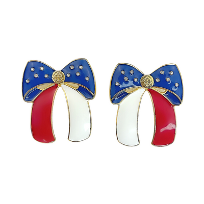 Red, White and Blue Bow Earrings
