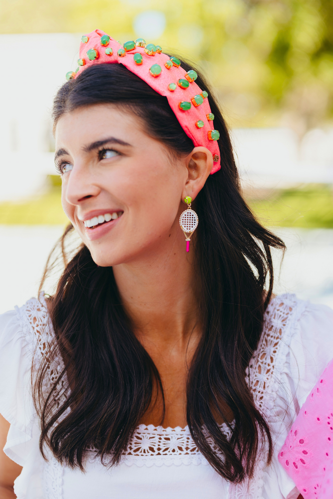 Fan Gear Tennis Racquet Earrings with Tennis Ball Top – Brianna Cannon