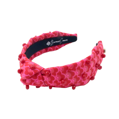 Child Size Pink Scalloped  Headband with Pink Beads