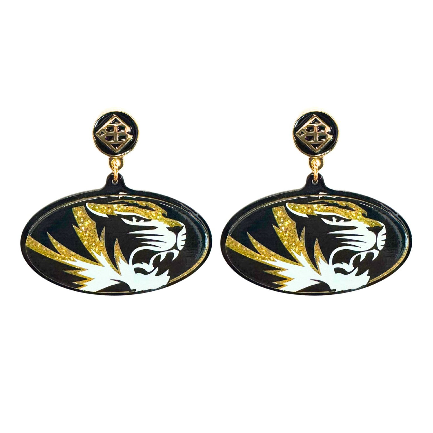 Missouri Black Tiger Logo Earrings