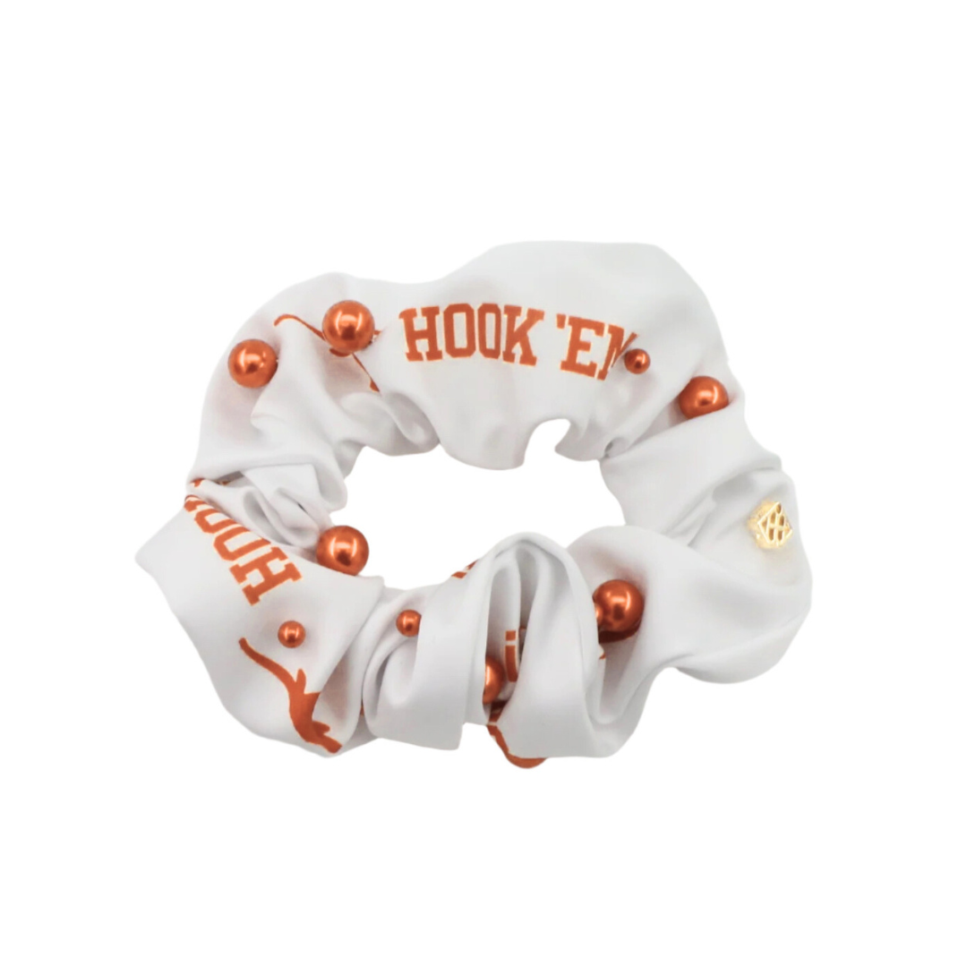 Texas Burnt Orange and White Dual Scrunchies