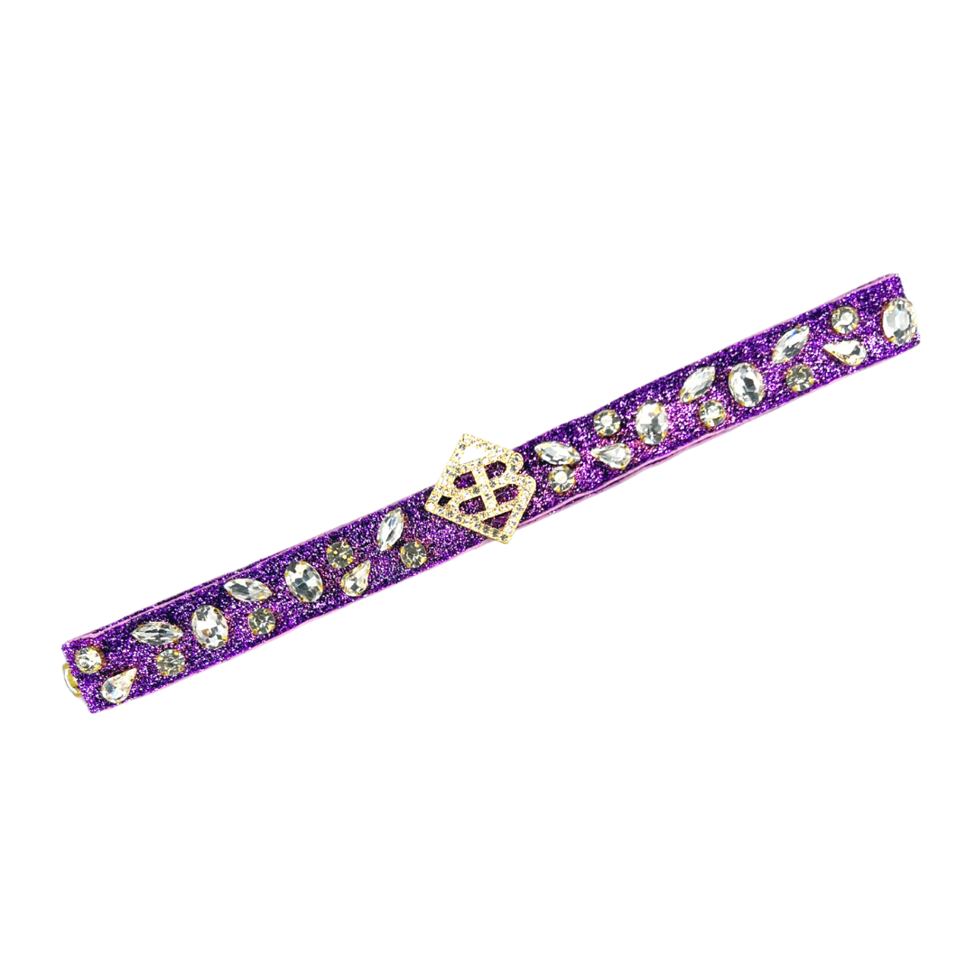 Purple Hat Band with White Crystals