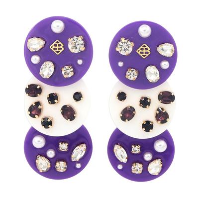 Purple and White Triple Dot Earrings