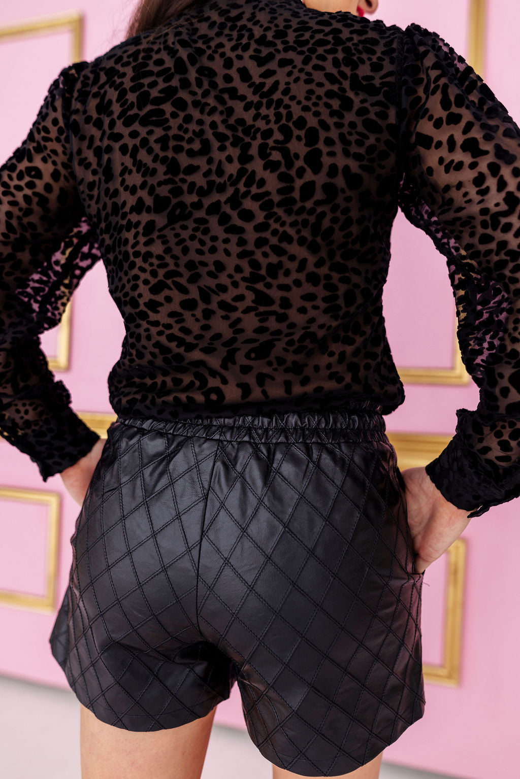 Leopard Burnout Velvet Button Down with Bow