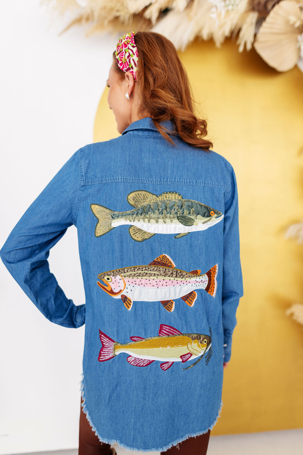 Gone Fishin' Denim Pearl Snap Shirt