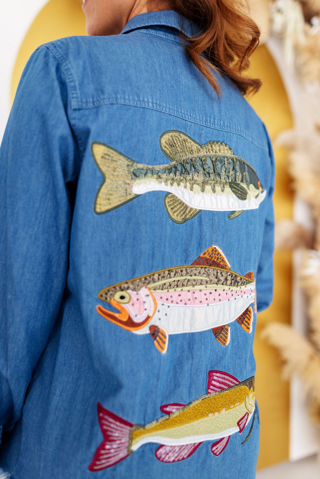 Gone Fishin' Denim Pearl Snap Shirt