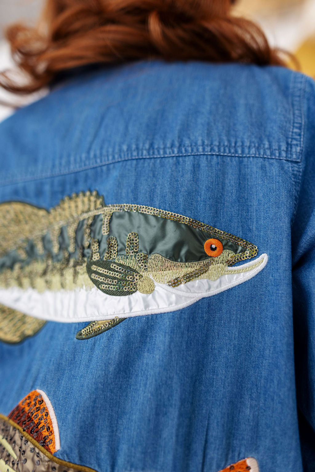 Gone Fishin' Denim Pearl Snap Shirt
