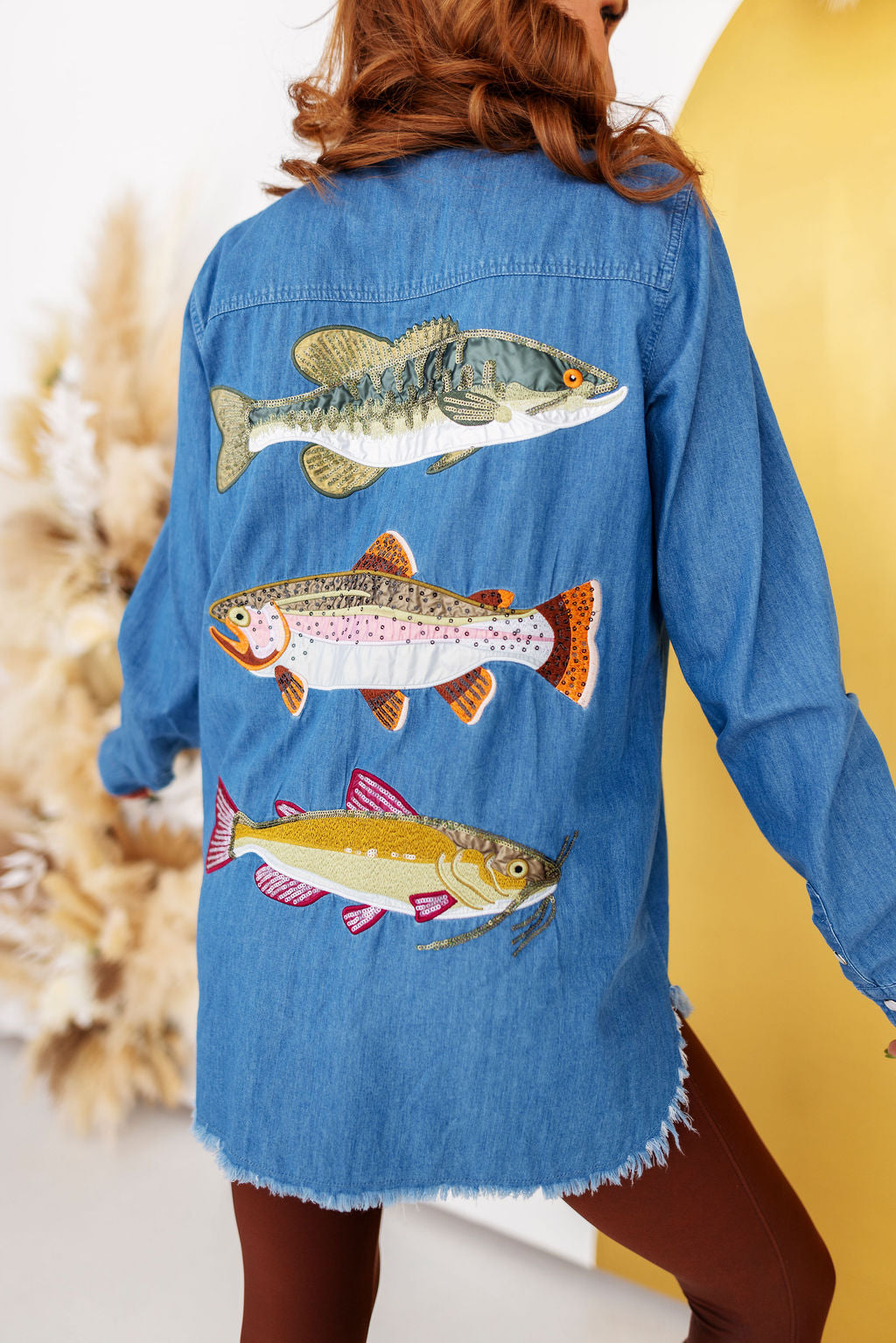 Gone Fishin' Denim Pearl Snap Shirt