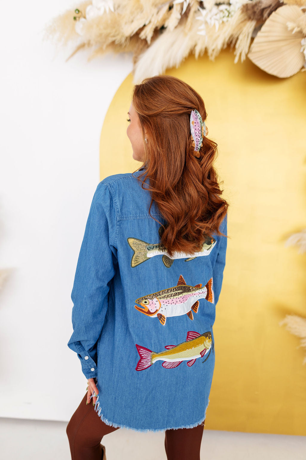 Gone Fishin' Denim Pearl Snap Shirt