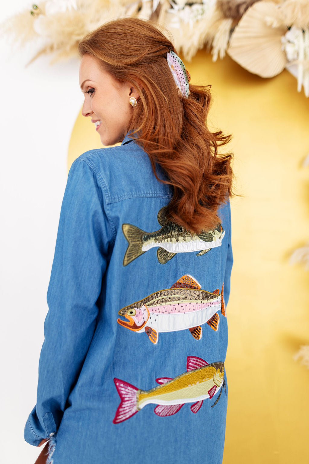 Gone Fishin' Denim Pearl Snap Shirt