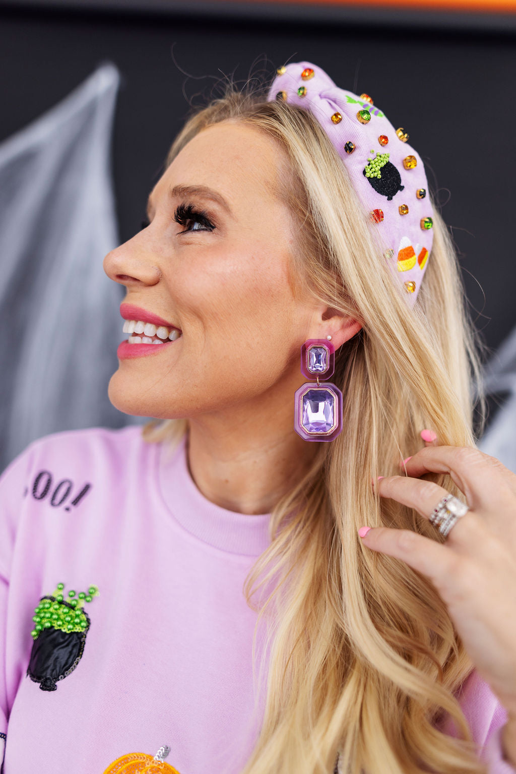 Lavender Crystal Drop Earrings