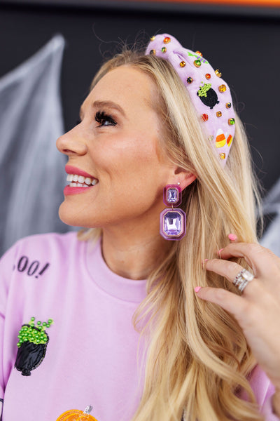 Lavender Crystal Drop Earrings