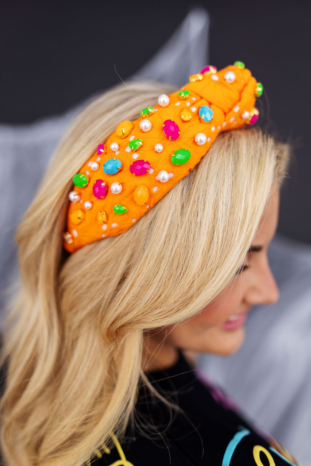 Neon Nights Orange Eyelet Headband