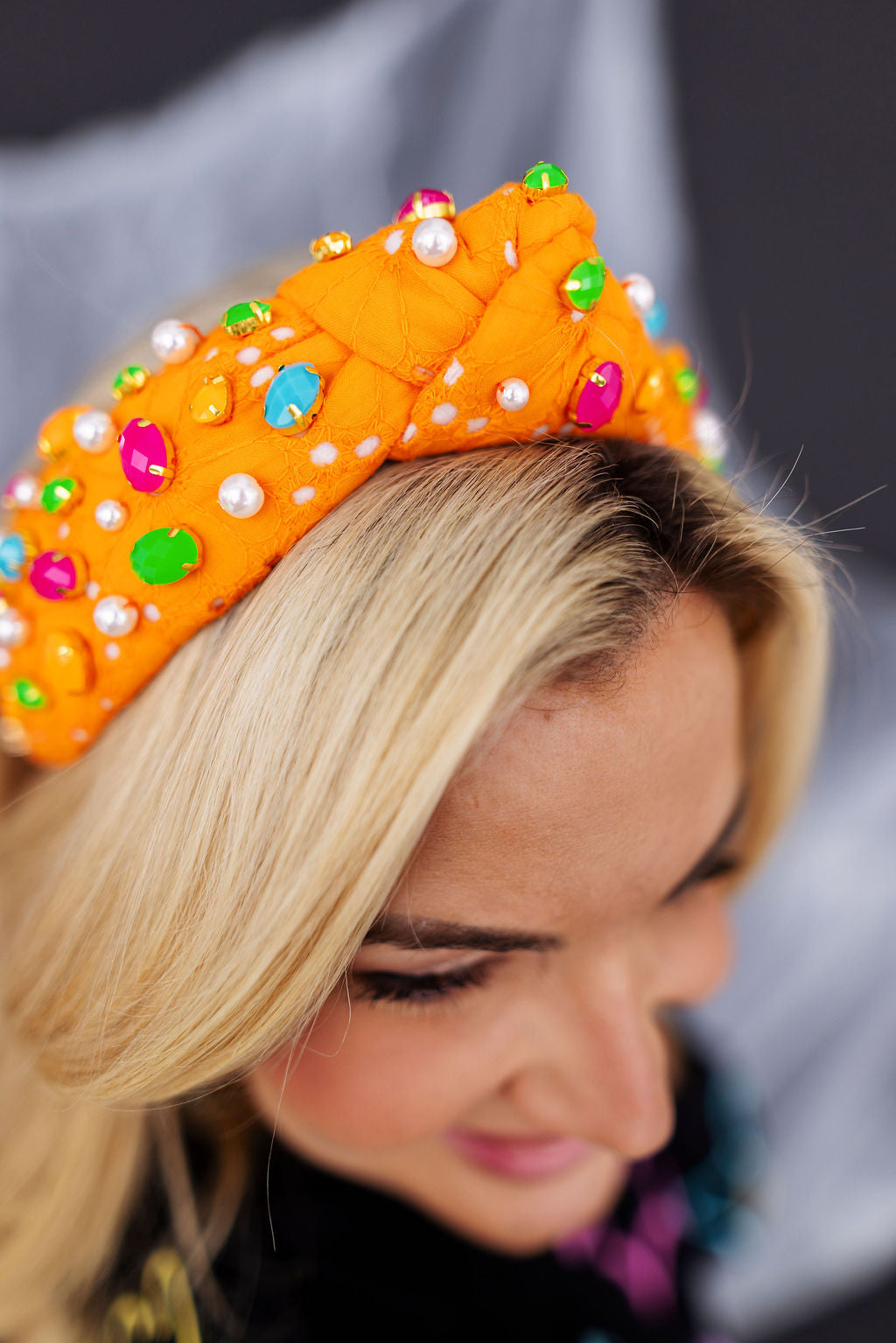 Neon Nights Orange Eyelet Headband