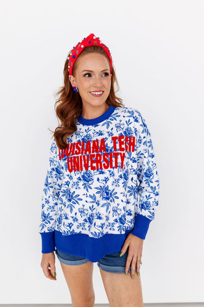 Louisiana Tech Floral Toile Sweatshirt PRE-ORDER (Est. Ship 1/15)