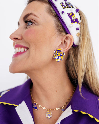 College Vault LSU Mascot Stud Earrings