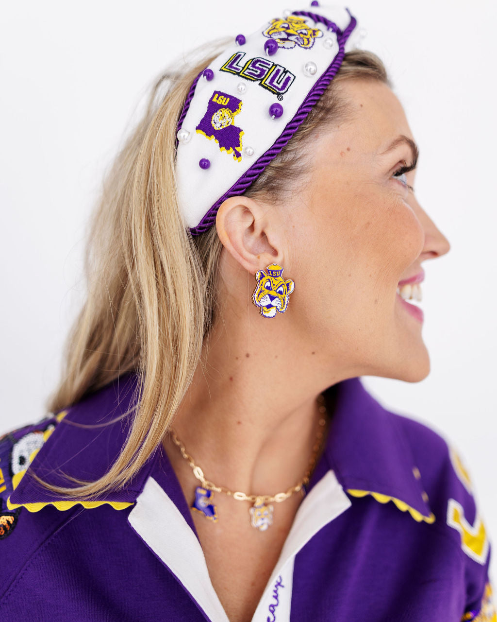 College Vault LSU Mascot Stud Earrings
