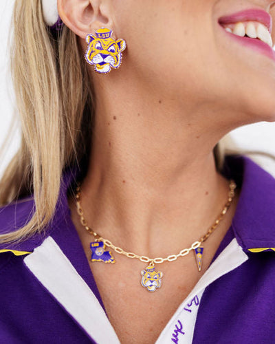 College Vault LSU Mascot Stud Earrings