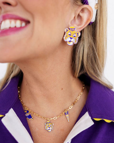 College Vault LSU Mascot Stud Earrings
